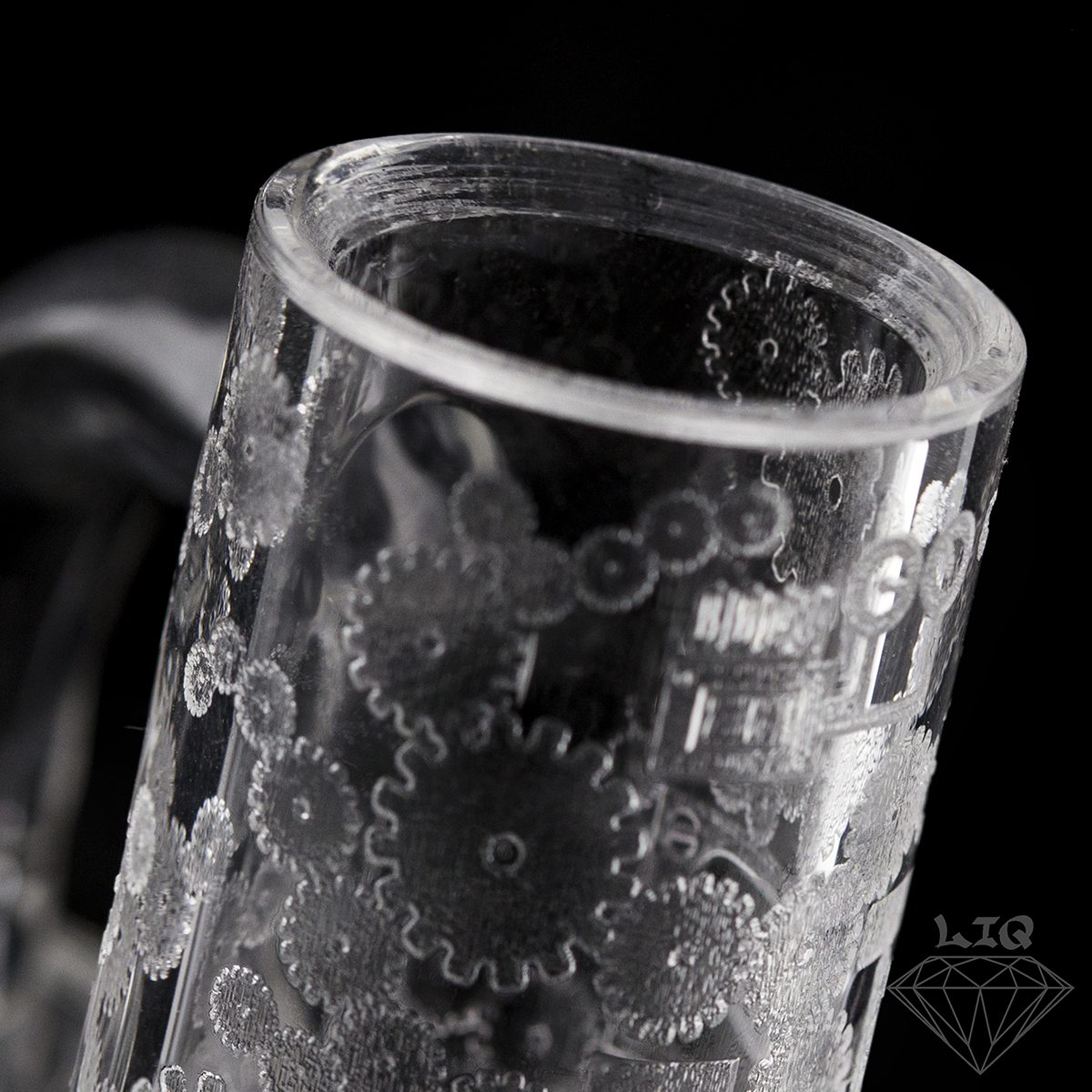 14mm Male LV Engraved Quartz Clear Glass Banger BQ15-Out-A11